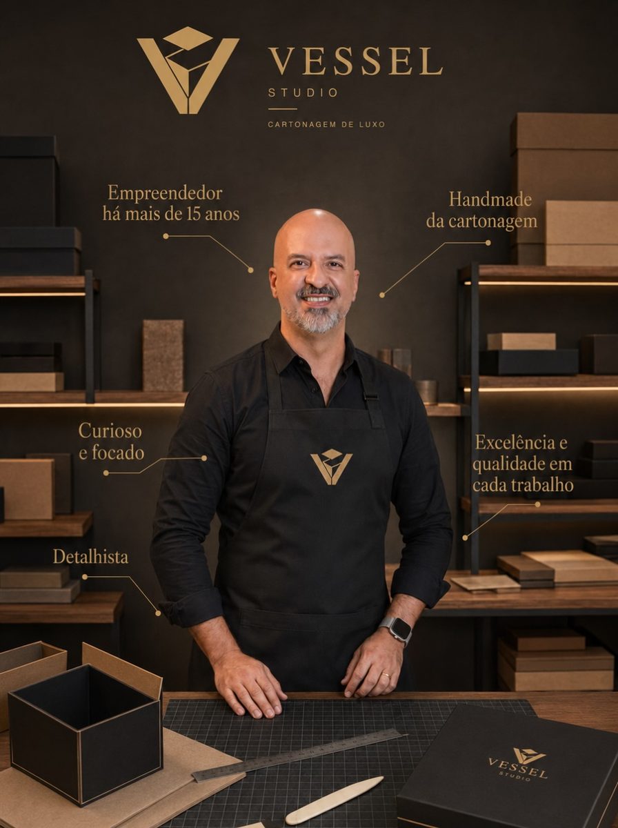 Daniel Medeiros, fundador da Vessel Studio, no ateliê